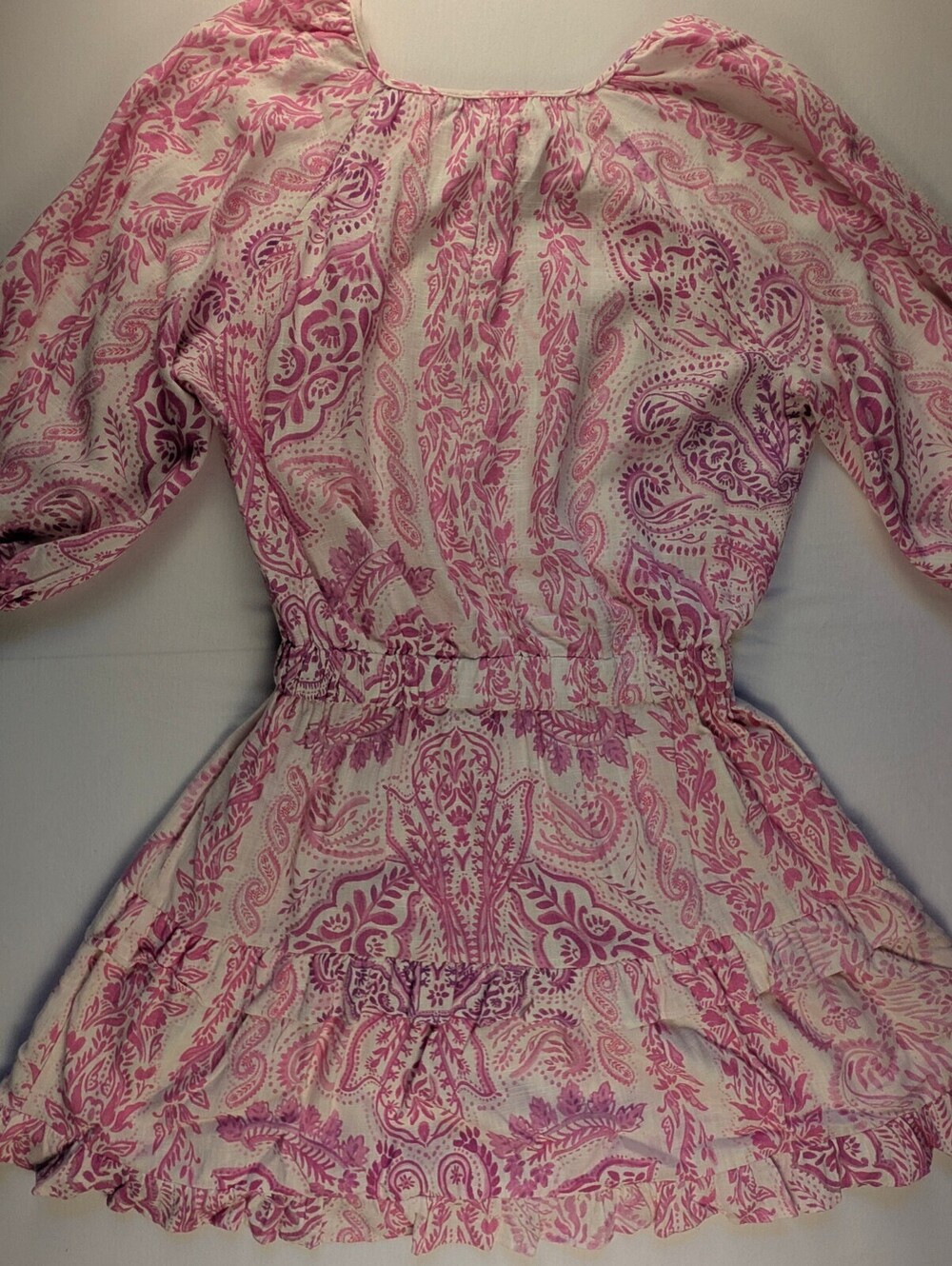 Zara Pink and White Floral Girly Patterned Dress with Tie Neck Size S - Picture 5 of 8